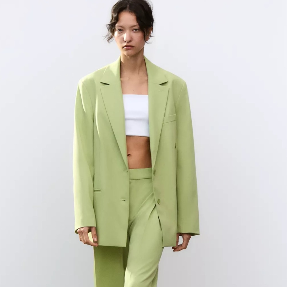 Zara NWT multiposition oversized blazer apple green 5247/775 - Picture 2 of 11